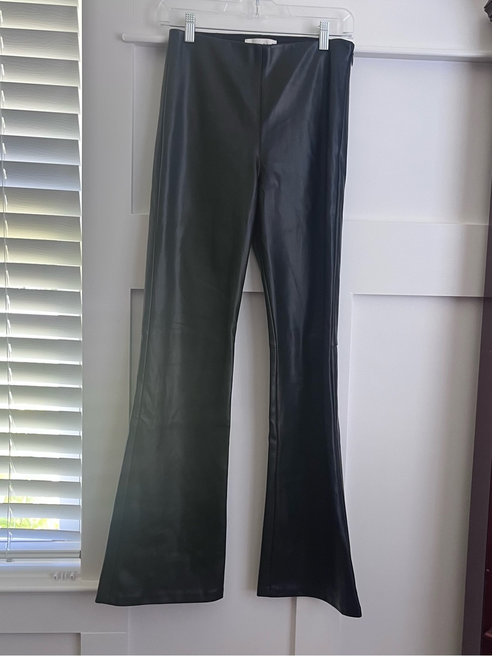 NWT Abercrombie & Fitch Black Faux Leather Flare Pants